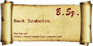 Beck Szabolcs névjegykártya